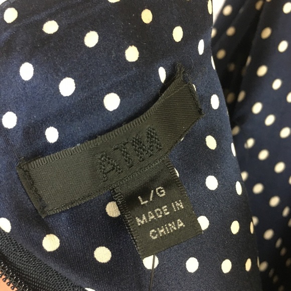 ATM NWT Silk Polka Dot Flounce Strappy Dress Sz L - Picture 5 of 8